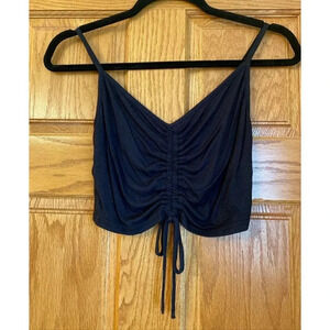 Pac Sun Me To We Black Ruched Front Tank Top Crop NWT Size Medium Y2K